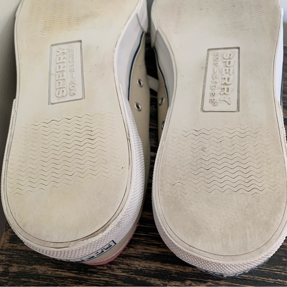 Sperry ⛵️ Top Sider Marine Lace Up Boat Shoes 12M Tan Navy Maroon - Picture 9 of 11